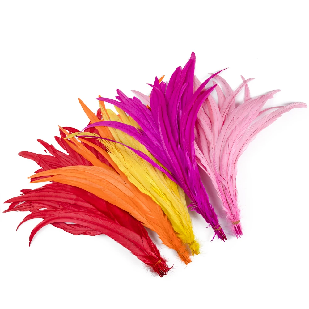 50Pcs Colorful Carnival Rooster Feather 25-30cm 30-35CM 35-40CM Natural Chicken Cock Tail Plumas DIY Party Clothe Headwear Craft