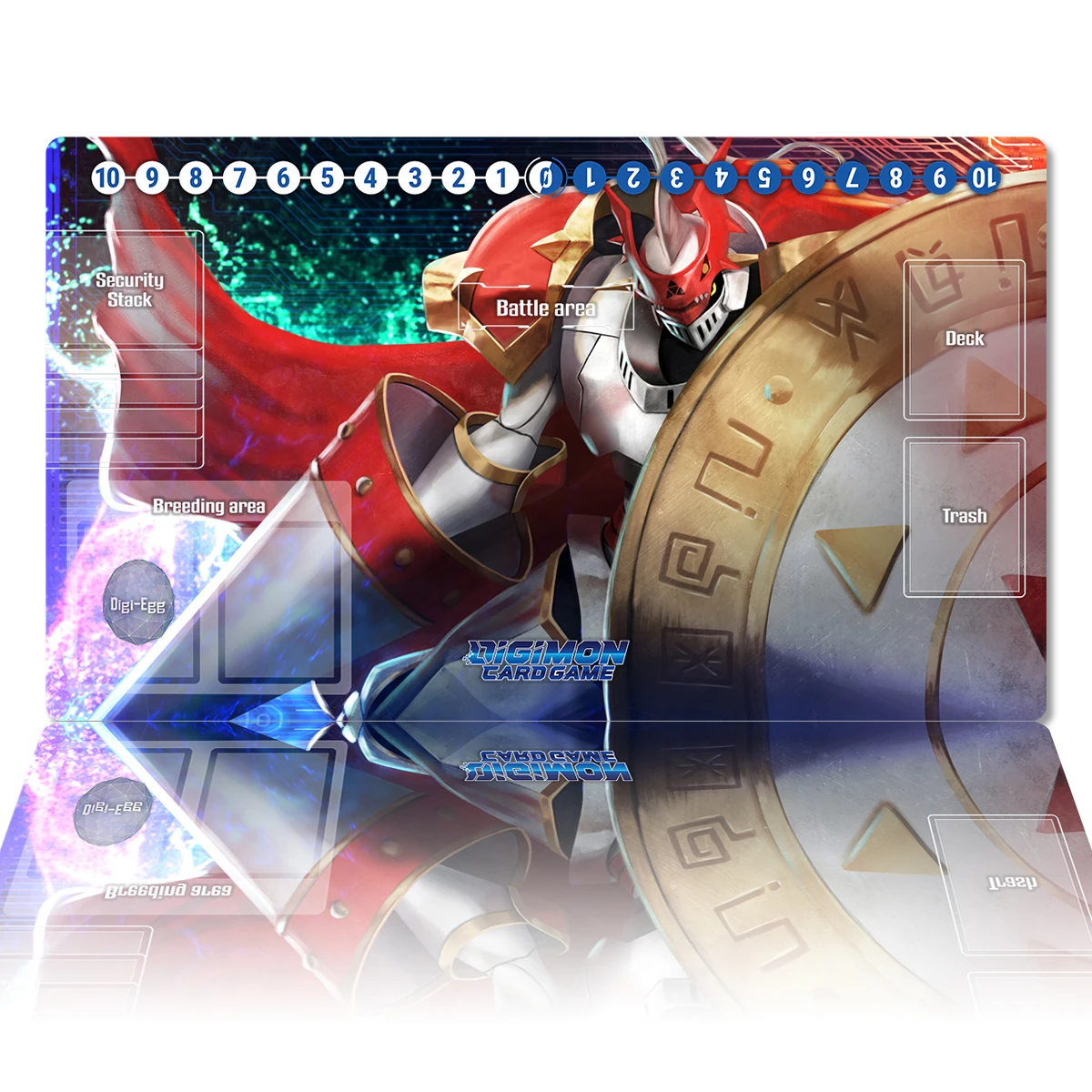 Digimon Playmat Dukemon DTCG CCG Board Game Trading Card Game Mat Anime Mouse Pad Custom Desk Mat Gaming Accessories Zones & Bag