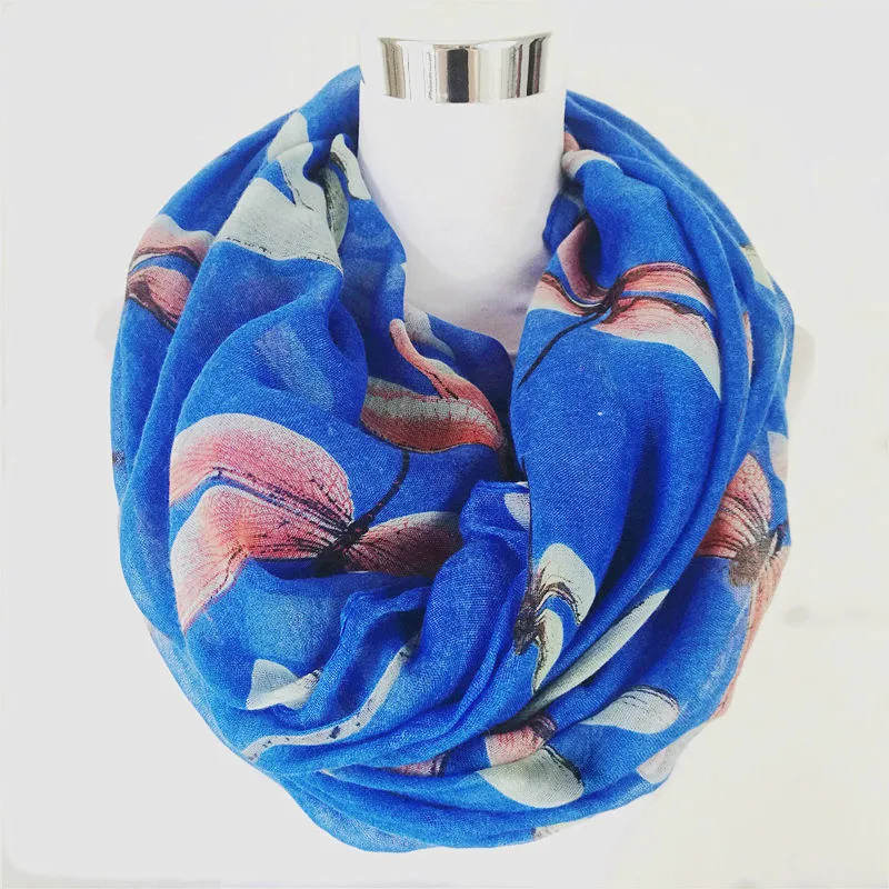 New Arrival Fashion animal print ring Scarf dragonfly ladies scarves Pashmina women scarves Butterfly hot sale infinity scarf