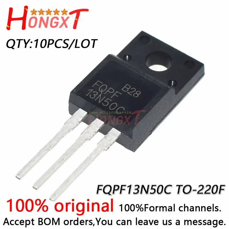 

10PCS 100% NEW FQPF13N50C 13N50 TO-220F MOS FET 500V 13A.