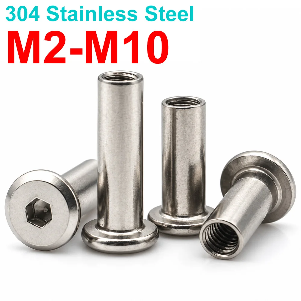 2-20pcs M2 M3 M4 M5 M6 M8 M10 304 Stainless Steel Connector Screws Hex Socket Cap Nut Furniture Bolt Joint Fastener 4-100mm