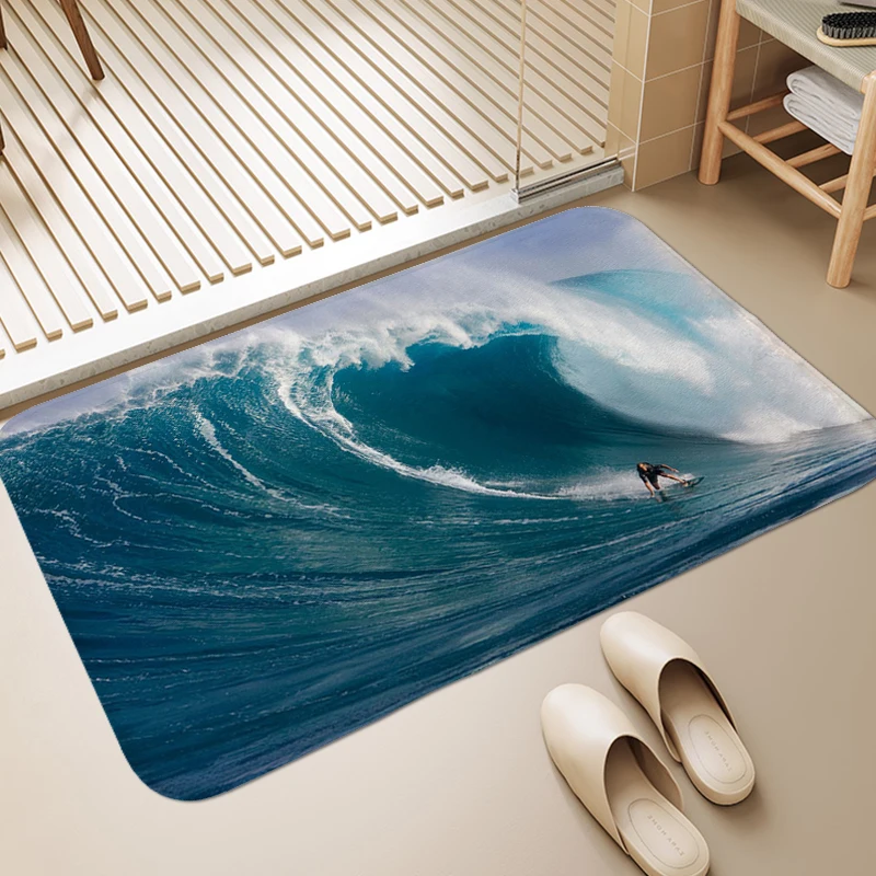 

Beach Waves Foot Mat Carpets for Living Room Outdoor Entrance Doormat Bathmat Kitchen Carpet Anti Slip Floor Mats for Home