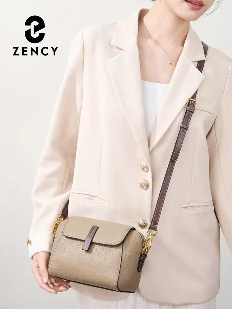 Zency High End Shoulder Bag Genuine Leather Crossbody Women Handbags Designer Luxury Many Pockets Brands Satchels Winter