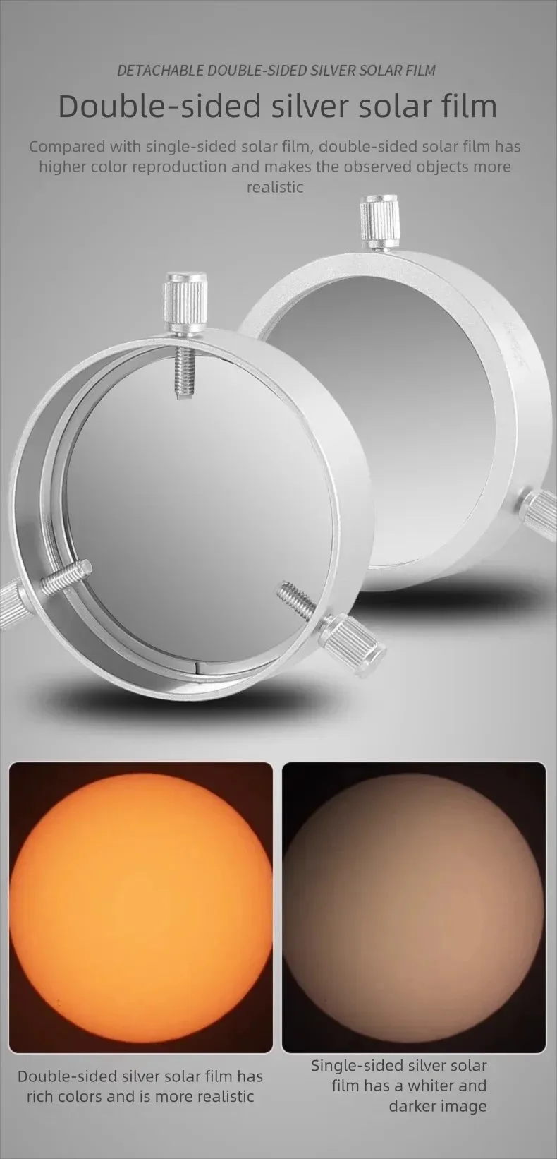 Angeleyes Sonnenfilter für Sonnenfinsternisse und Sonnenfleckenbeobachtung, kompatibel mit 80-250mm Teleskopen – Detail 7