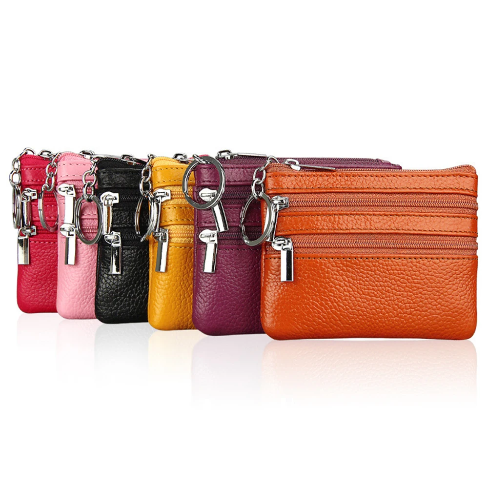 กระเป๋าใส่เหรียญหนัง PU แบบพกพา ทนทานต่อการสึกหรอ กันน้ำ กระเป๋าเงินแบบมีซิป พร้อมพวงกุญแจ กระเป๋าใส่ของสำหรับผู้ชาย