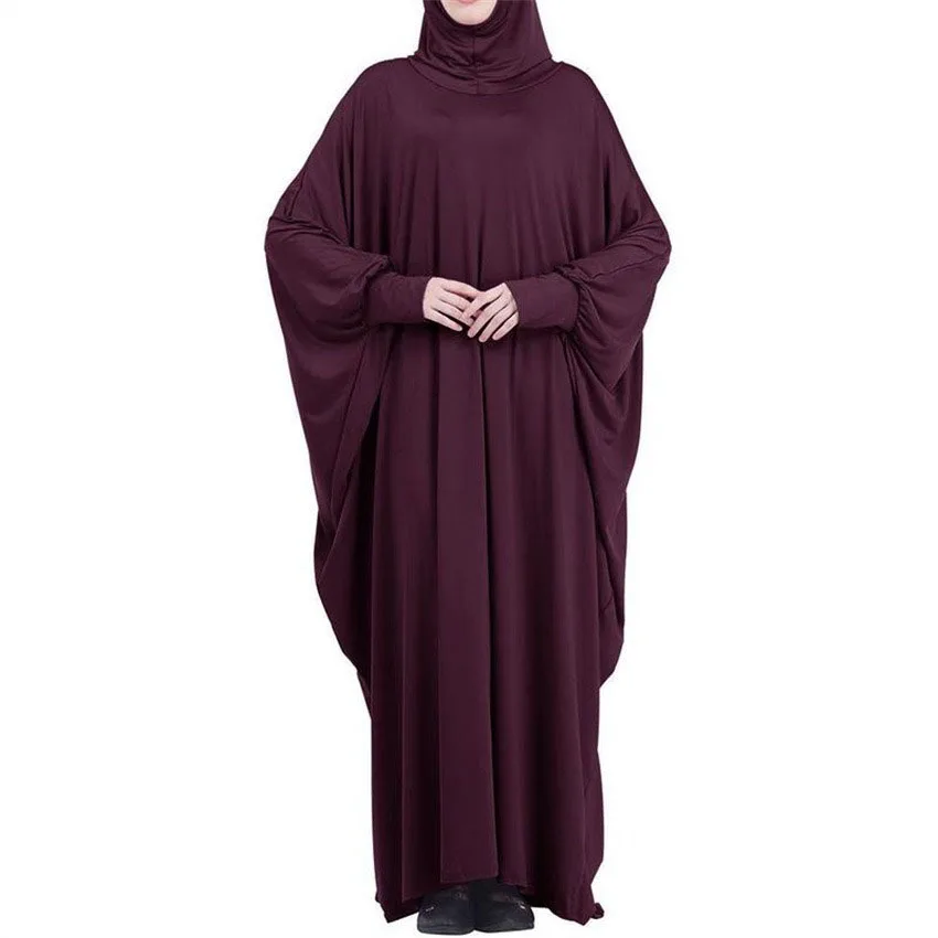 Muslimische Abaya mit Kapuze, Smockärmel, einteiliges Gebetskleid, Damen, Jilbab, islamische Kleidung, Dubai, Saudi-Arabien, schwarze Robe, türkische Bescheidenheit