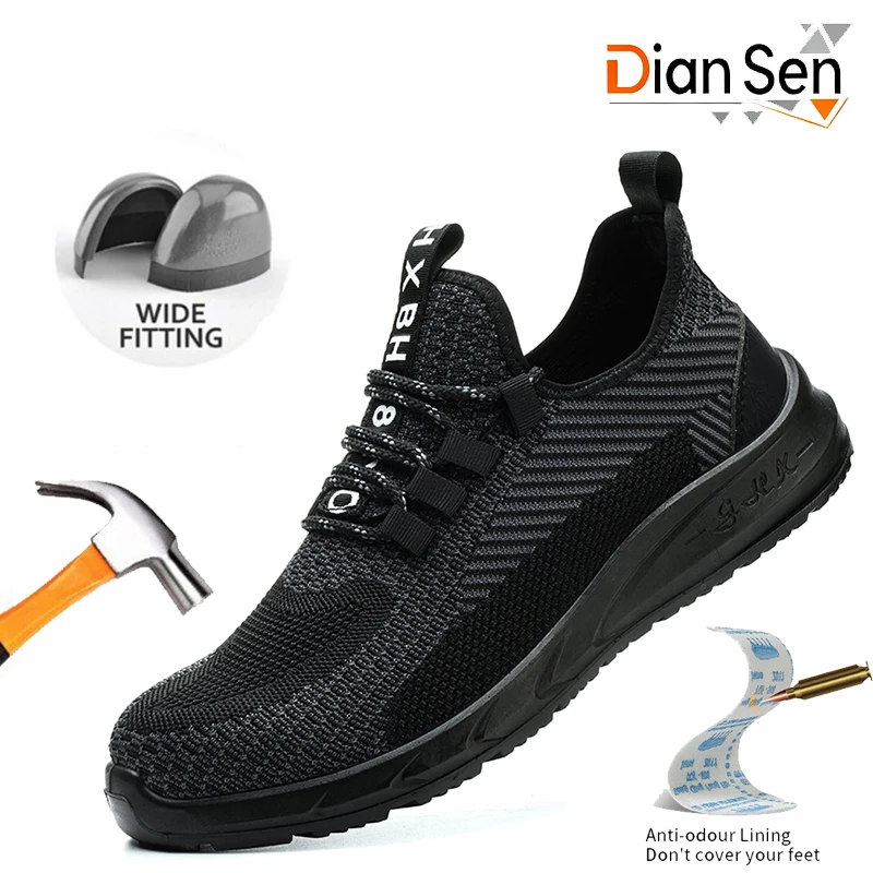 

Мужские легкие защитные ботинки со стальным носком, повседневная рабочая обувь, защита от ударов и проколов, обувь для походов, рабочая обувь для строительных работ