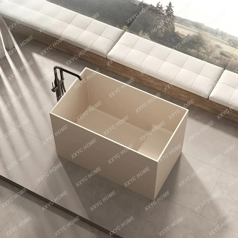 XX Small apartment integrated square bathtub household artificial stone sitting deep bath