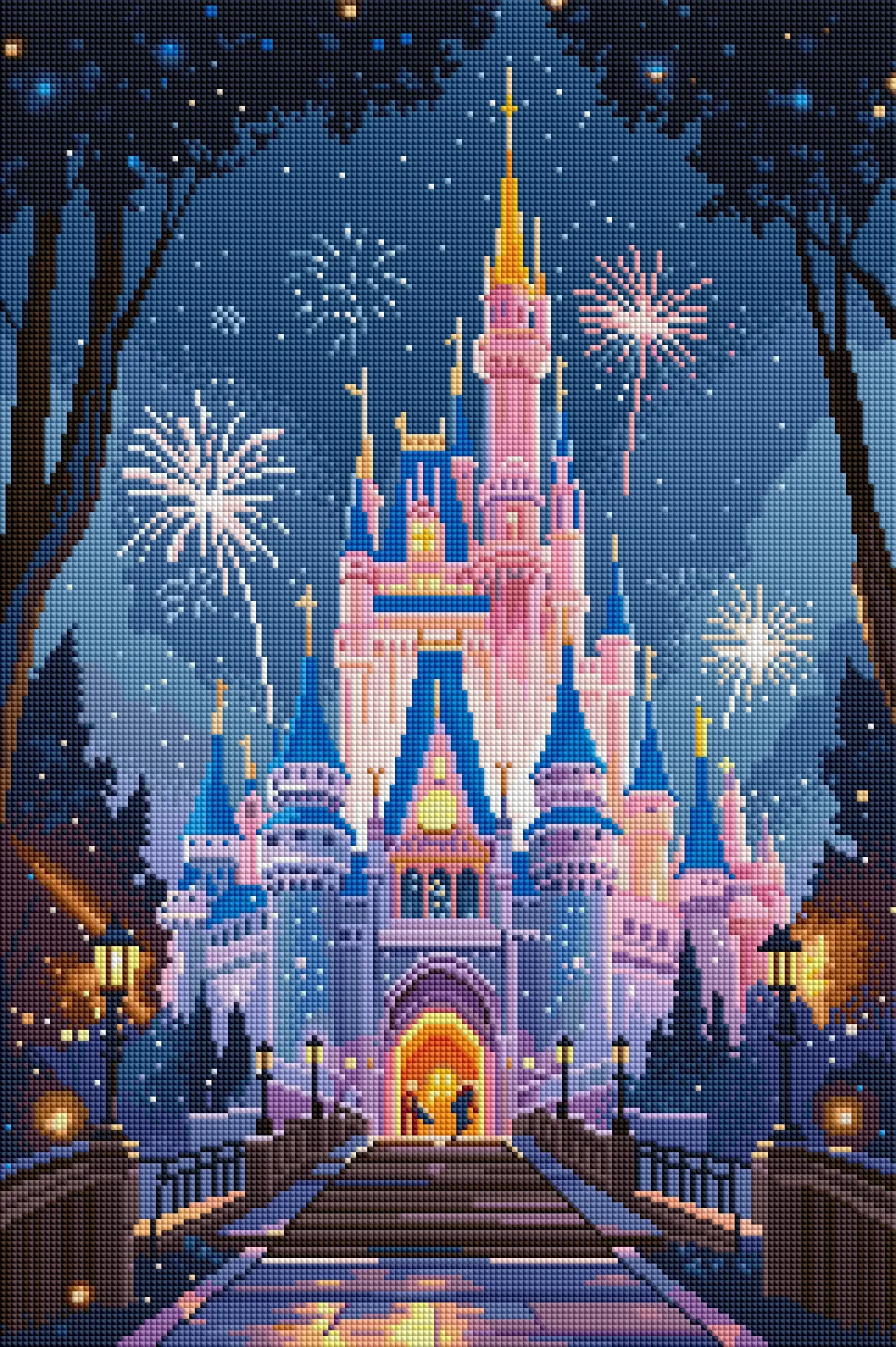 Forever Young 5D DIY Diamond Painting Kit Glimmering Castle Night Full Square Design with AB FD Drills for Adult Arts And Crafts