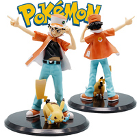 New 14cm Pokemon Anime Figure Ash Katchum Pikachu Keda Duck PVC Statue Collection Desk Decoration Model Toys Kids Birthday Gifts
