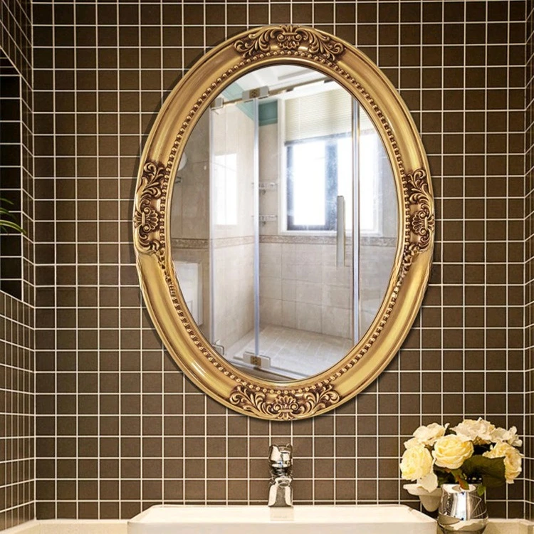 

Декоративное зеркало для ванной в европейском ретро-стиле, настенное, без смолы, с эффектом масляной живописи, овальное, в рамке.