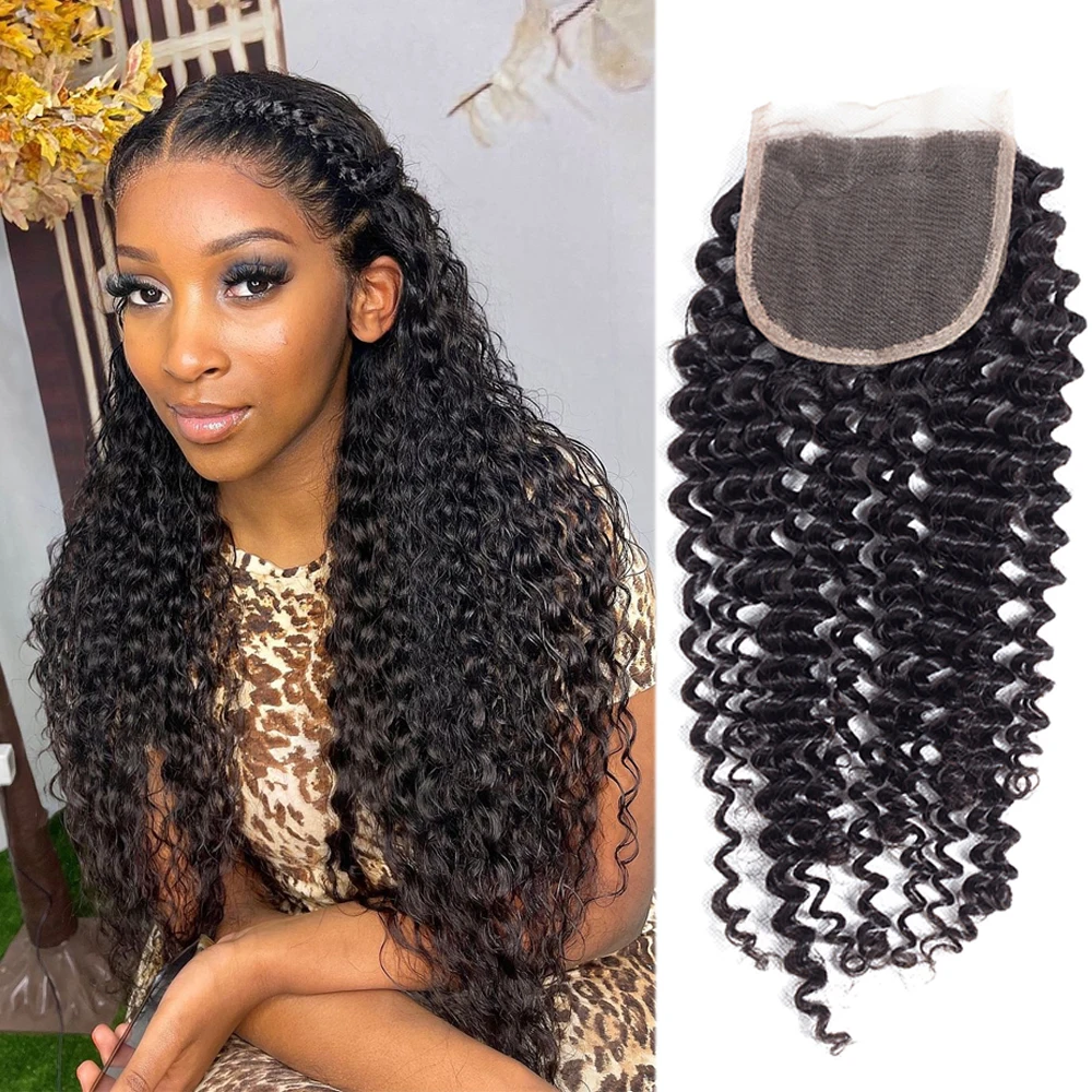 5x5 Transparan Lace Frontal Closure Free/Middle/Three Part Kinky Curly 4x4 Lace Closure Hanya 100% Remy Human Hair Pre Plucked