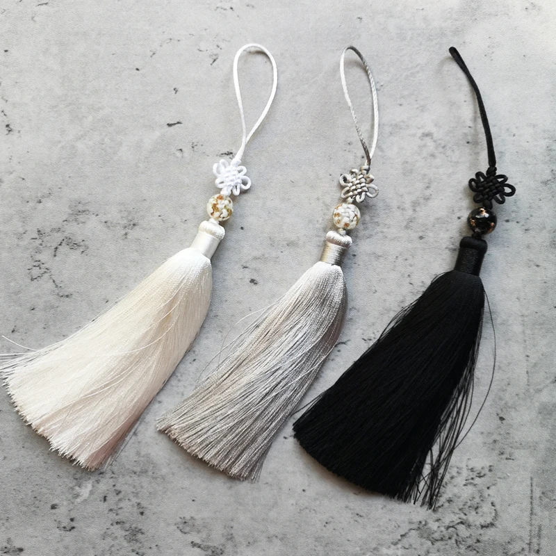 

Элитный брелок-закладка ручной работы с кисточкой, подвеска-веер, украшение с бисерной бахромой, аксессуары для веера с китайским узлом, традиционные украшения