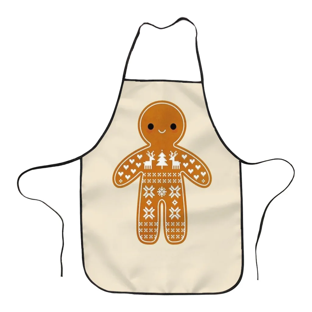 

Sweater Pattern Gingerbread Cookie Kitchen Women Apron Household Cleaning Composite Pinafore Salon Home Cooking Baking