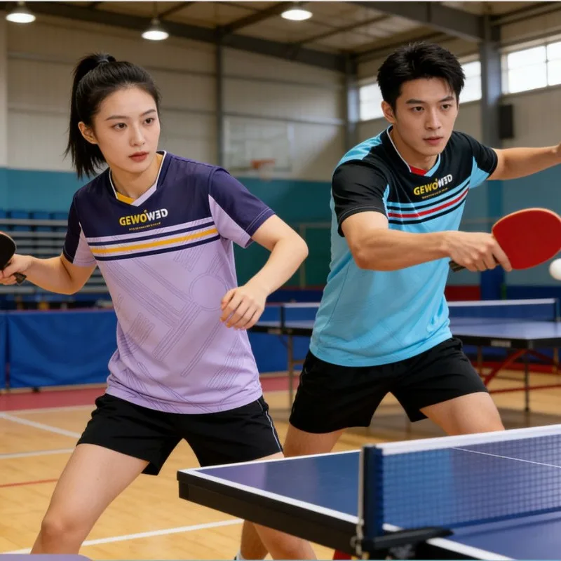 GEWO new table tennis short sleeved men's and women's sportswear T-shirt, quick drying fabric, breathable