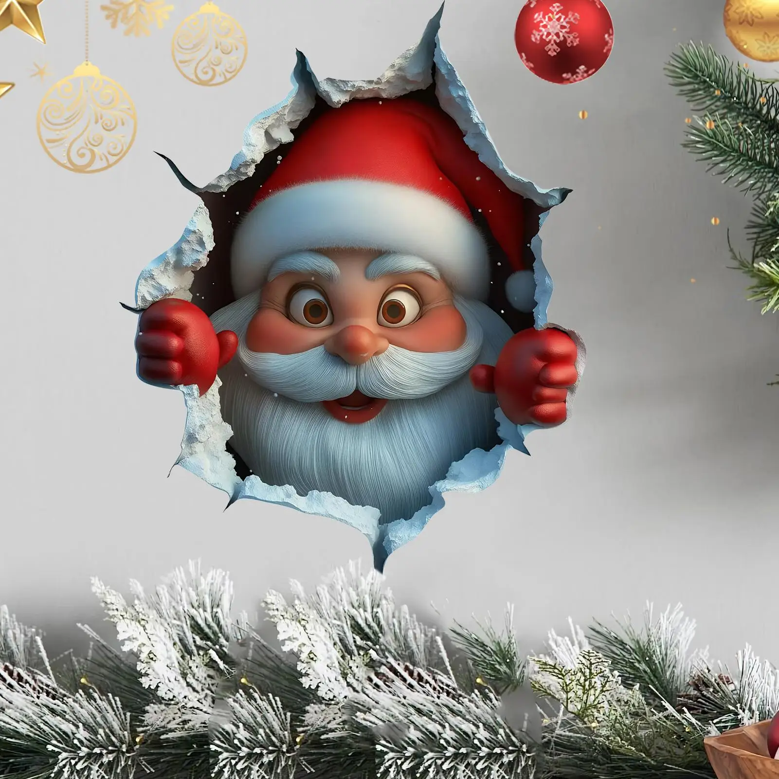 1 Stück Weihnachtsmann-PVC-wasserdichte Wandaufkleber – DIY-Abziehbilder für Zuhause/Wohnzimmer/Party-Dekoration, festlicher Heimakzent