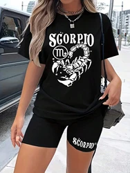 Interesting Scorpion Animal Pattern Printed Women T Shirts Two Piece Set Hip Hopshort Sets Breathable Summer Shirt Shorts Female