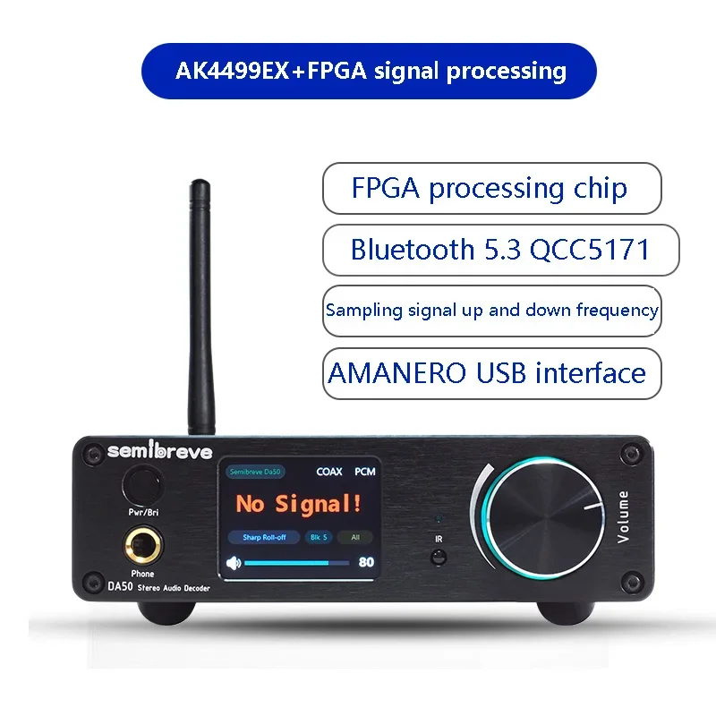 AK4499EX dekoder dźwięku DAC QCC5171 Bluetooth 5.3 DSD512 efekt światło RGB FPGA bezstratny dekoder AS318B femtosekundowy kryształ