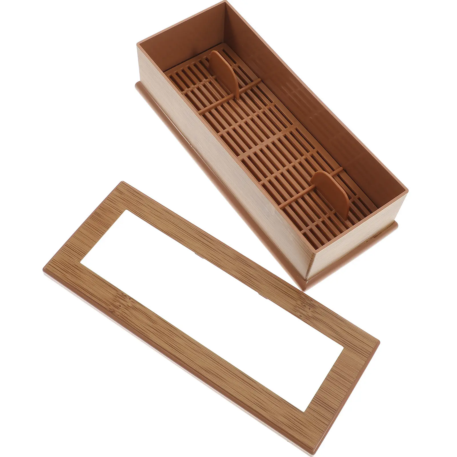 1Pcs Japanese Style Chopstick Container with Visual Clamshell Lid Wood Texture Finish Transparent View Material
