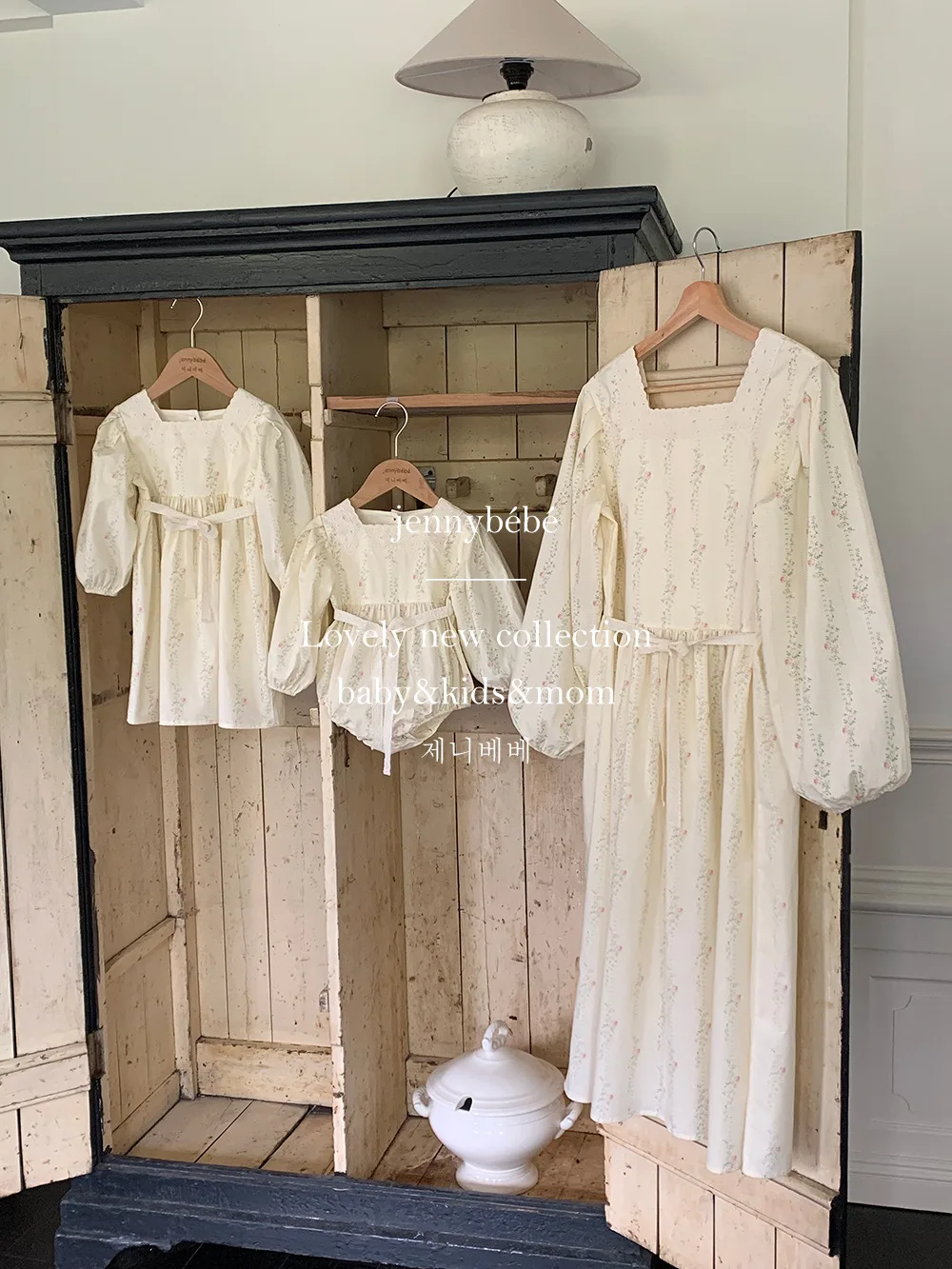 Family Matching Clothes Spring Summer Floral Dress Mother Daughter Long-sleeved 100%Cotton Dress Women Dress Baby Girl Bodysuit