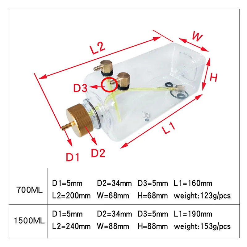 1 SET RC Plastic Fuel Oil Tank 260/360/500/700/1000/1500CC/ml CNC Aluminum alloy Cover for RC  Nitro and Gas airplane model