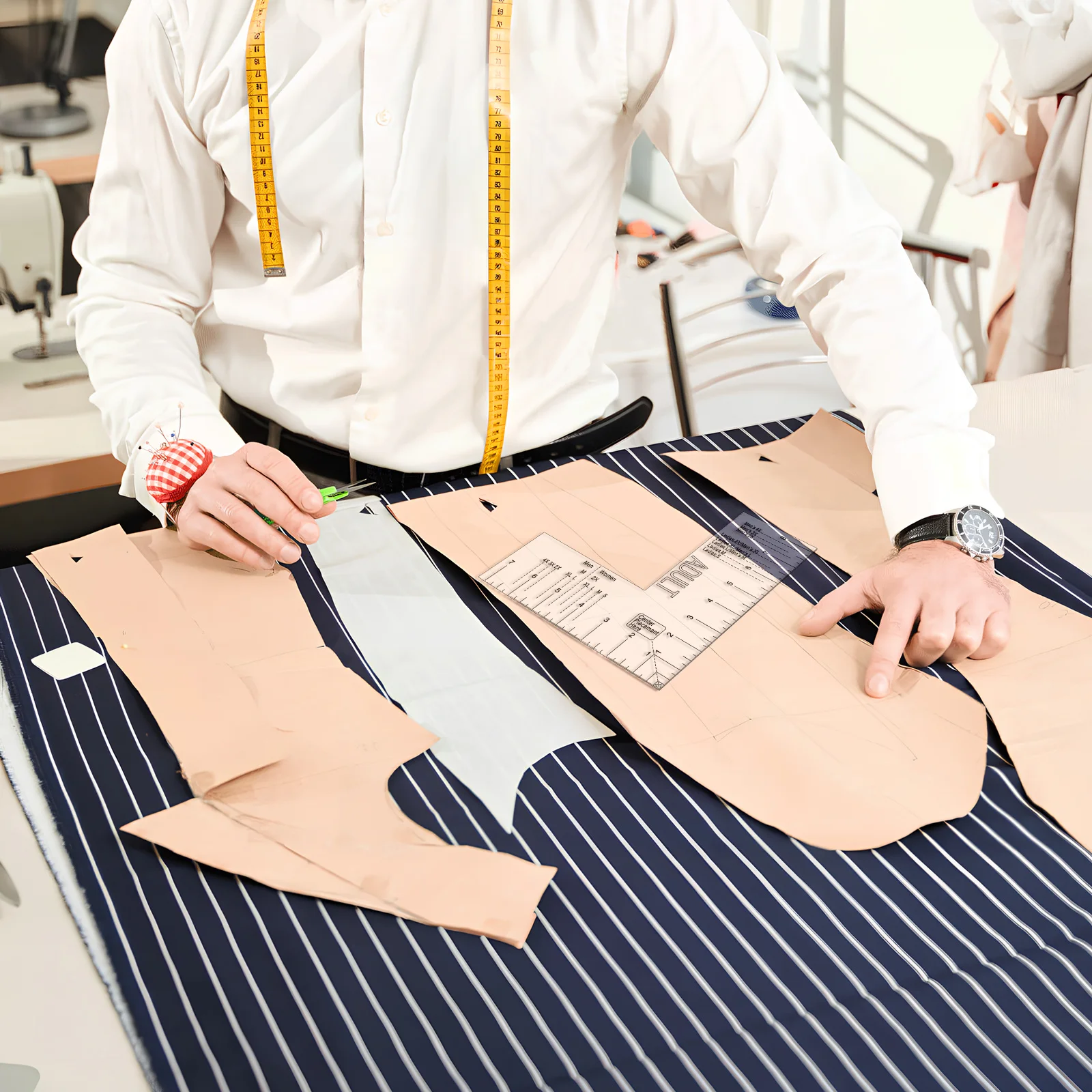 2Pcs T Shirt Ruler Acrylic Clear Scale Measuring Tool T Ruler for Tshirts Precision Sewing Products Clothing Size Chart