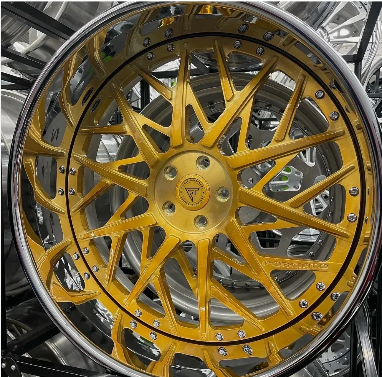 18 20 นิ้ว chrome barrel gold face จานลึกขอบอลูมิเนียมเว้าลึกปลอมแปลงล้อ 5x114.3