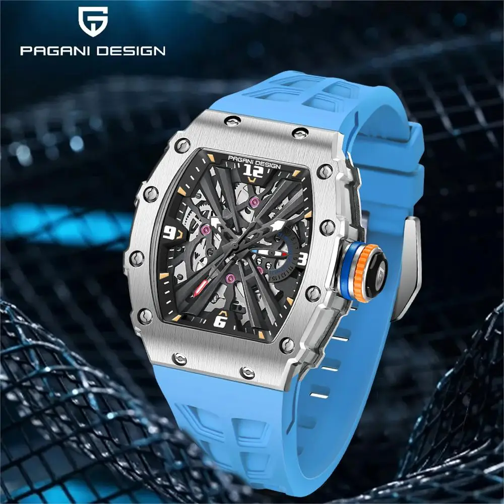 PAGANI DESIGN PD1738 Skeleton Watches Brand Quartz Watch Luxury Sapphire Stainless Steel Waterproof Watch for men