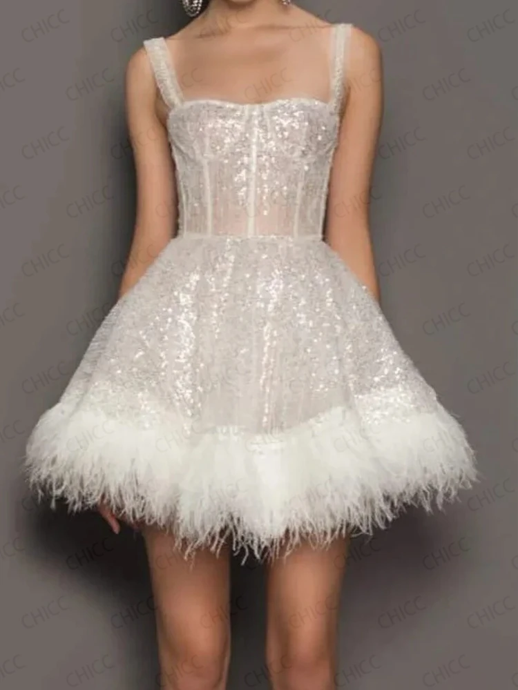 Witte Galajurken Halter Mouwloze Korte Avondjurk Lovertjes Vaders Arabische Homecoming Verjaardagsfeestje Jurk Aangepast