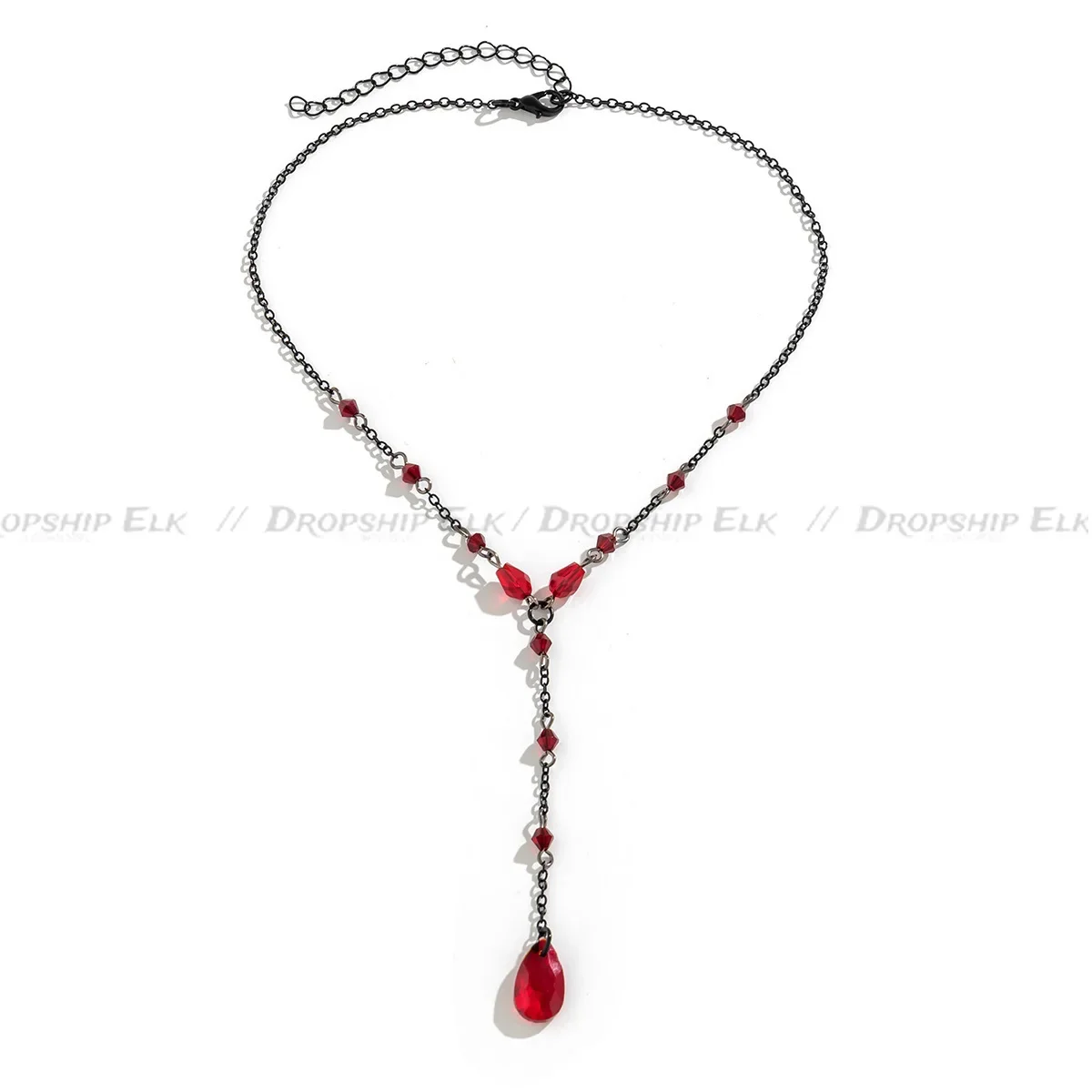 أسود قطرة الماء كريستال الصدر سلسلة قلادة للنساء Collares خمر مثير ربط المختنق Y2K هالوين مجوهرات اكسسوارات