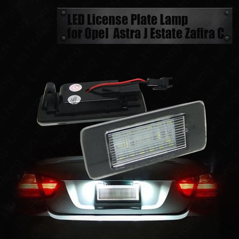 الأبيض سيارة لوحة ترخيص مُضاء رقم ضوء LED اكسسوارات السيارات لأوبل أسترا J الرياضة بجولة 2009-2015 زافيرا تورير C 2011-up #5