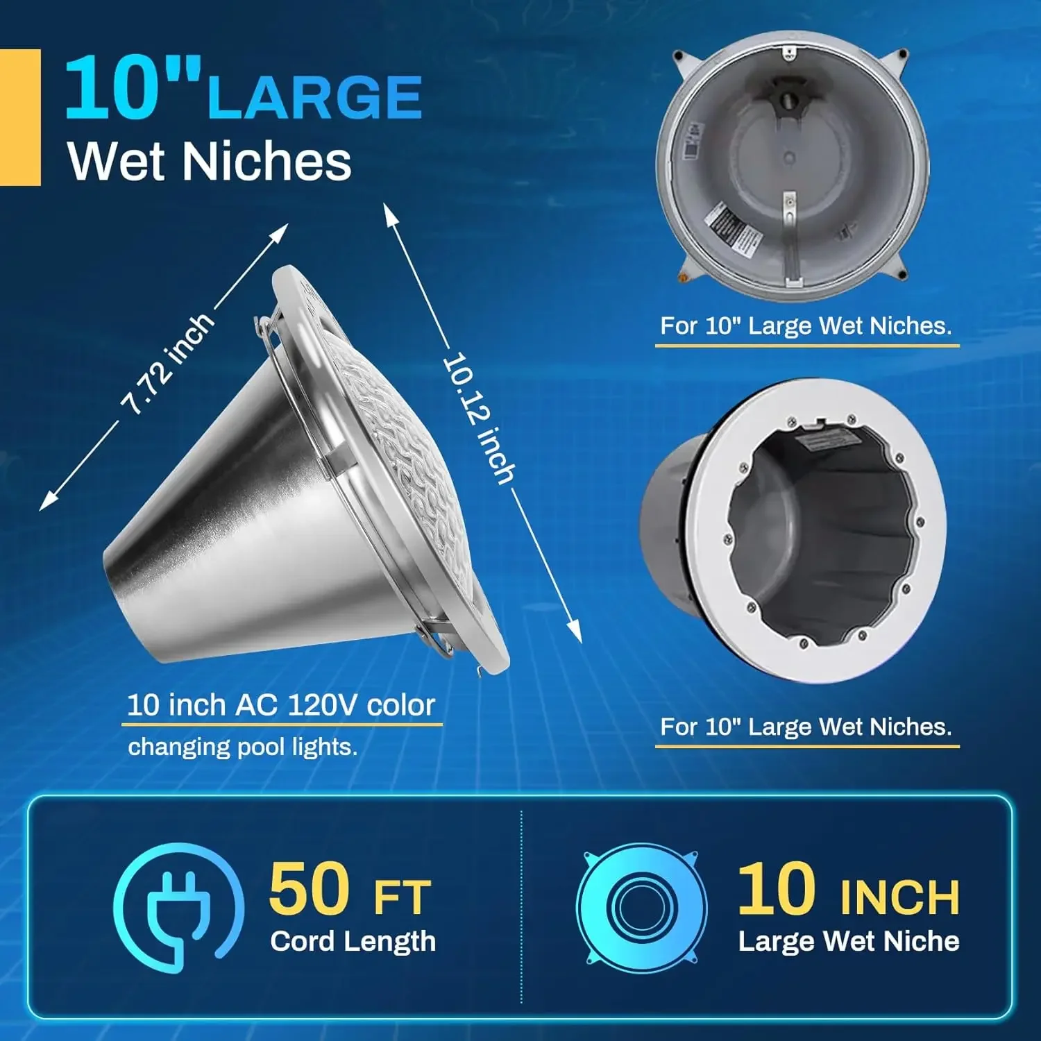 Led Pool Lights for Inground Pools,LED Pool Light for 10 inch Wet Niche