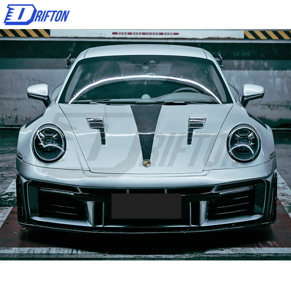 Dry Carbon Fiber Ghost Front Bumper Assembly for Porsche 911 992 Carrera Turbo S Body Kit