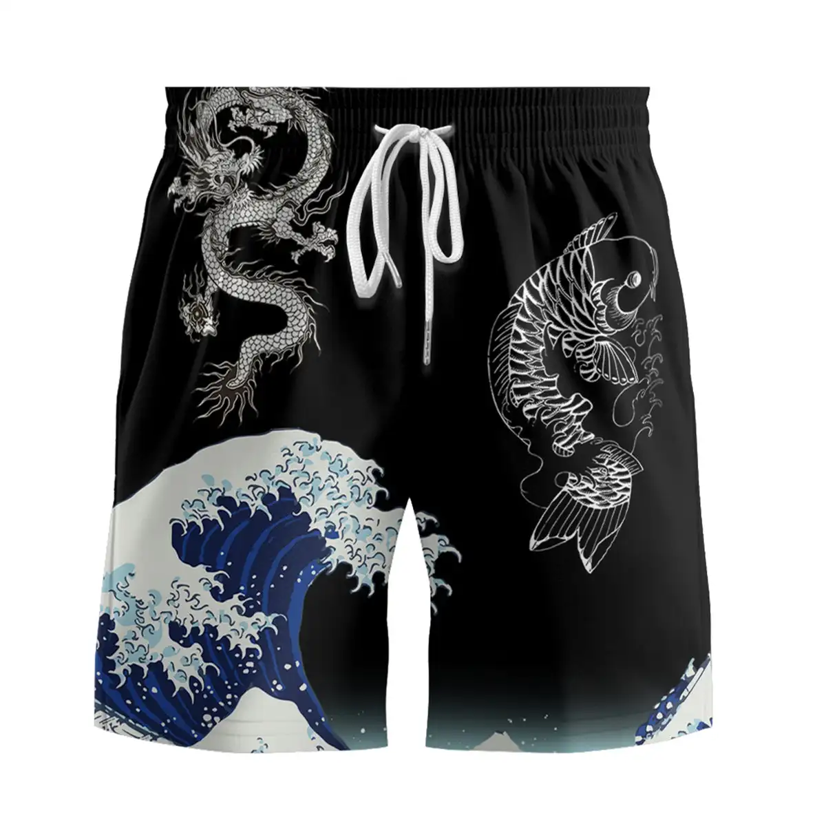 Summer Hot Selling Japanese Style Dragon Natural  Printed Shorts Hawaii Vacation Parent-child Quick Drying Casual Sports Shorts