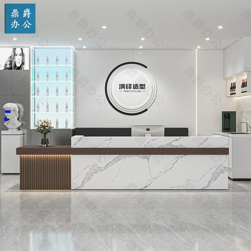 

Простая современная стойка регистрации, компания, отели, свет, роскошная стойка регистрации, модная офисная мебель, стойка регистрации и стол YSJDT