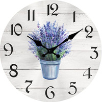 Lavender Wood Grain Round Wooden Wall Clock Living Room Bedroom Kitchen Home Decoration Wall Clock Silent Quartz Clock 10 Inch