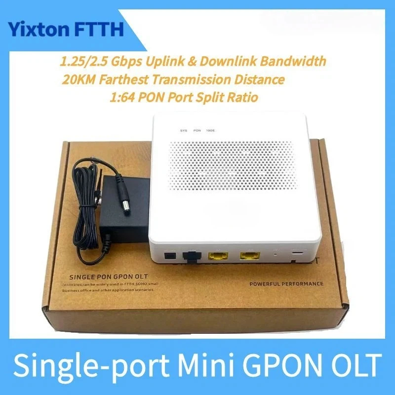 VSOL Hot Selling 1 Port GPON OLT 1:64 20km 1.25G/2.5Gbps High Cost Performance New Fiber Network Device for FTTH