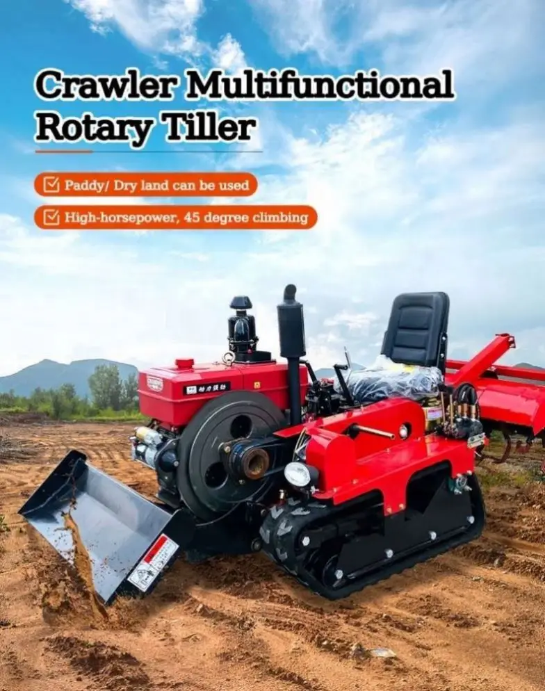 New cultivator 25Hp 35Hp crawler rotary tiller trencher for orchard greenhouse field use Factory supply
