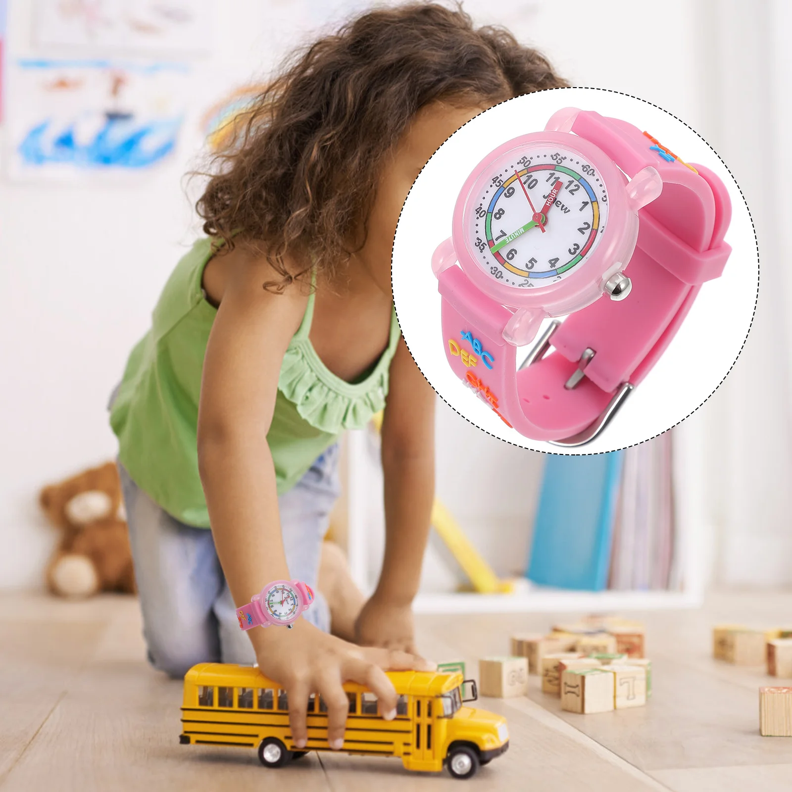 1Pcs Watch with 3D Dial Waterproof Function Multi-Functional Learning Tool Bright Letters for Present