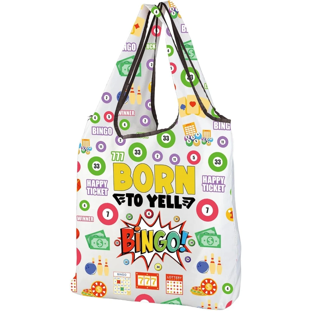

Bingo Foldable Grocery Bags Reusable Shopping Bag for Bingo Stuff Supplies Gift Packable Tote Bag Shopper Bags