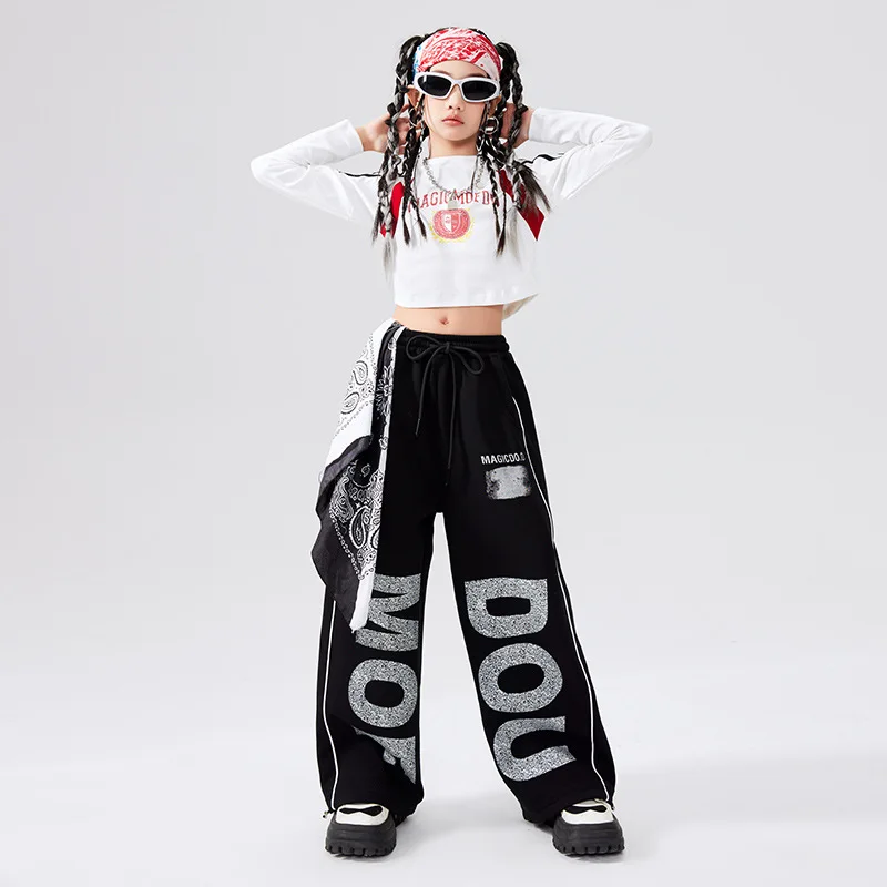 Mädchen Hip Hop Crop Top Brief Jogger Hosen Jungen Streetwear Sweatshirts Kinder Jazz K-pop Kostüm Kind Street Dance Kleidung sets