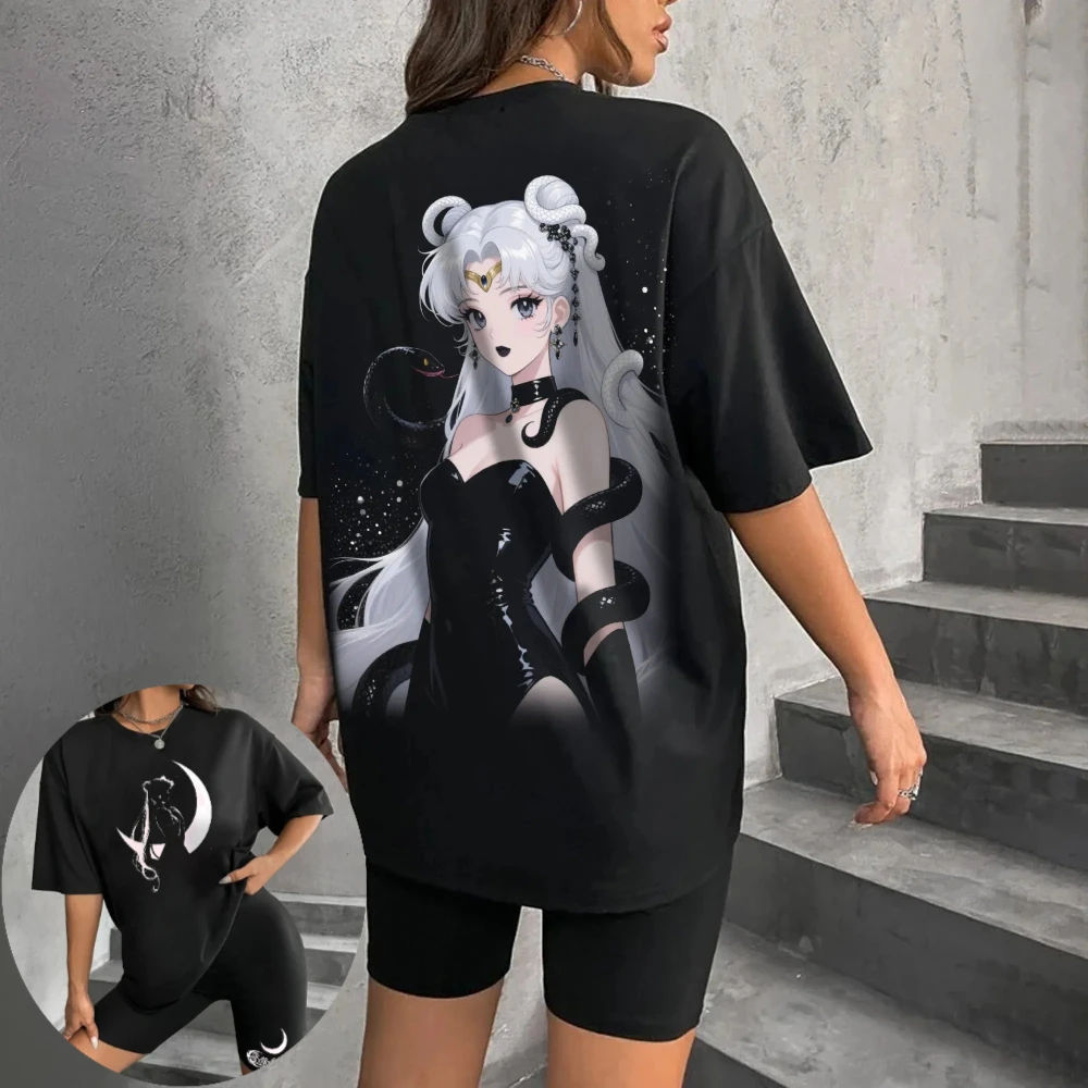 

Sailor Moon Women's and Men's T-shirt Usagi Tsukino Anime Tee Summer and Spring Girl's Short Sleeves Luxury Parent-child Outfits