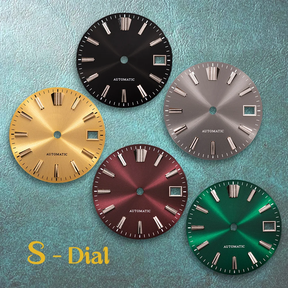 

Циферблат 28,5 мм с логотипом S, новый, золотистый, с эффектом солнечных лучей, для механизмов NH35/NH36/4R/7S, высококачественные аксессуары для модификации часов