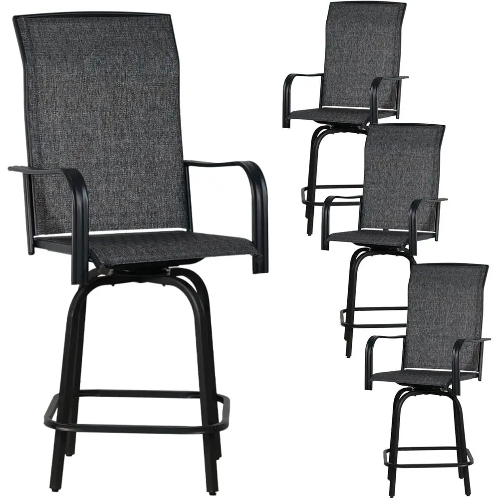 

Outdoor Swivel Patio Bar Stools Set o 4, Bar Height Chairs, Rotating Patio Bar Stools, High Top Patio Chairs Durable Textilence