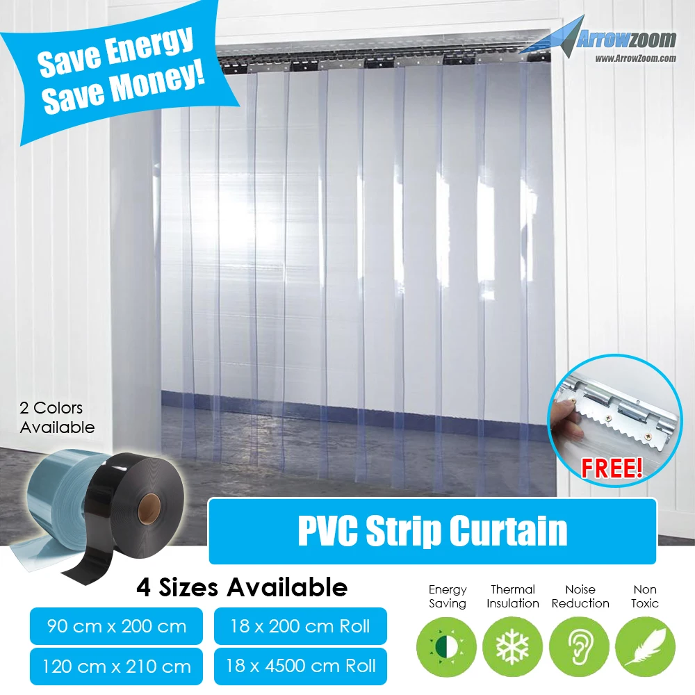 

Arrowzoom 0.5mm Thick Clear PVC Plastic Door Strip Curtain Thermal Cover Insulated Sliding Door for Commercial Freezer Warehouse
