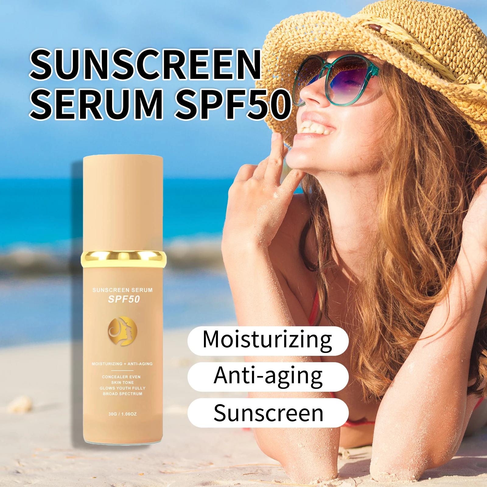 4 in 1 Foundation Sunscreen SPF 50+ Longwearing  Liquid Hydrating Concealer Waterproof Foundation Natural Face Makeup