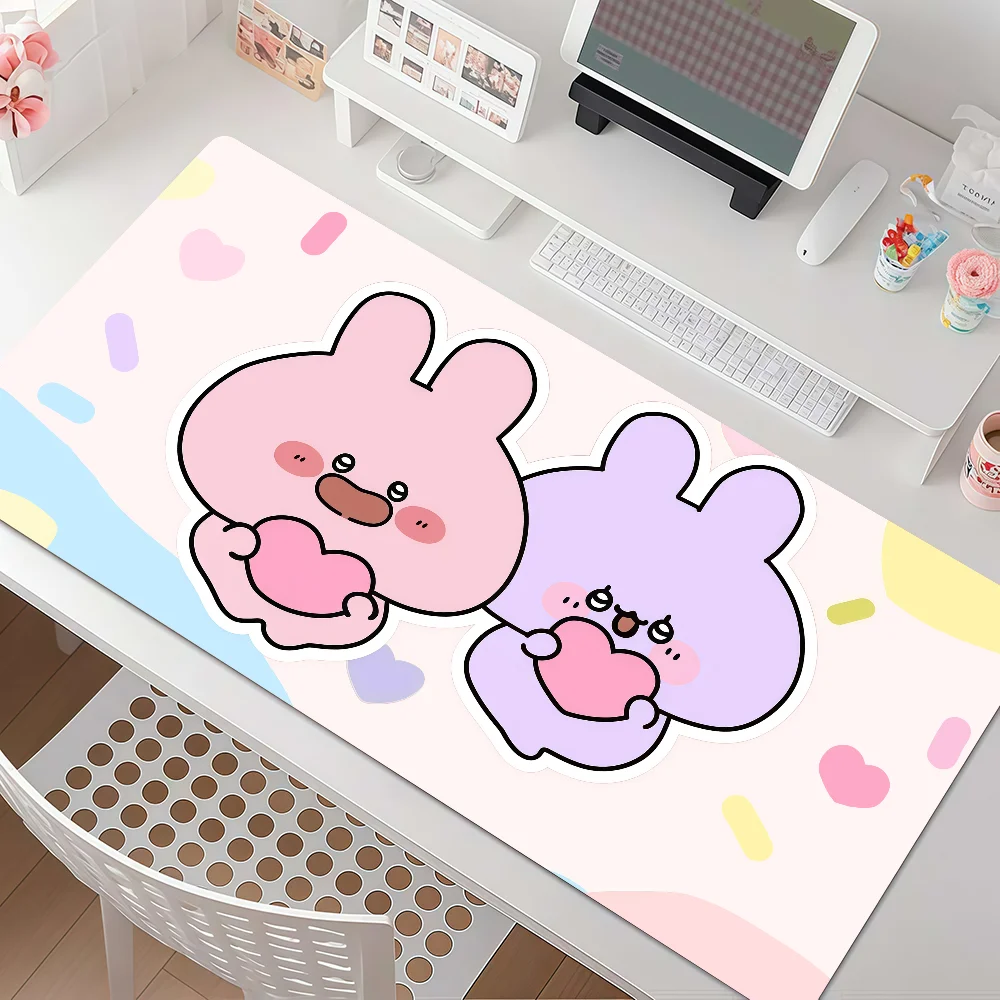 Cartoon A-Asamimichan Cute Mouse Pad Anti Slip Rubber Edge Locked Thickened Laptop Gaming Desk Mat