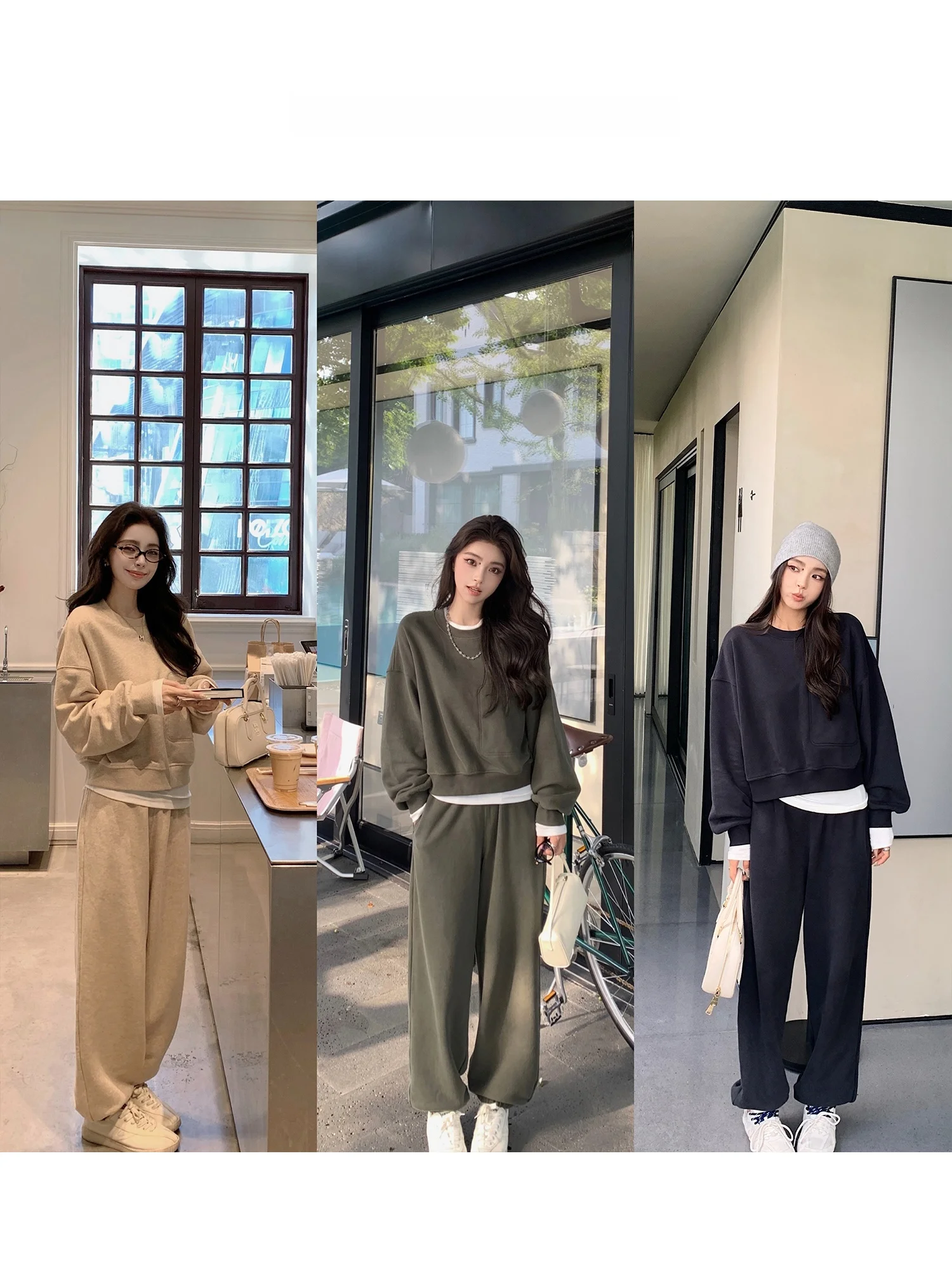 

Женский повседневный хлопковый костюм Lilylikes: свитшот и брюки из чесаного хлопка для отдыха