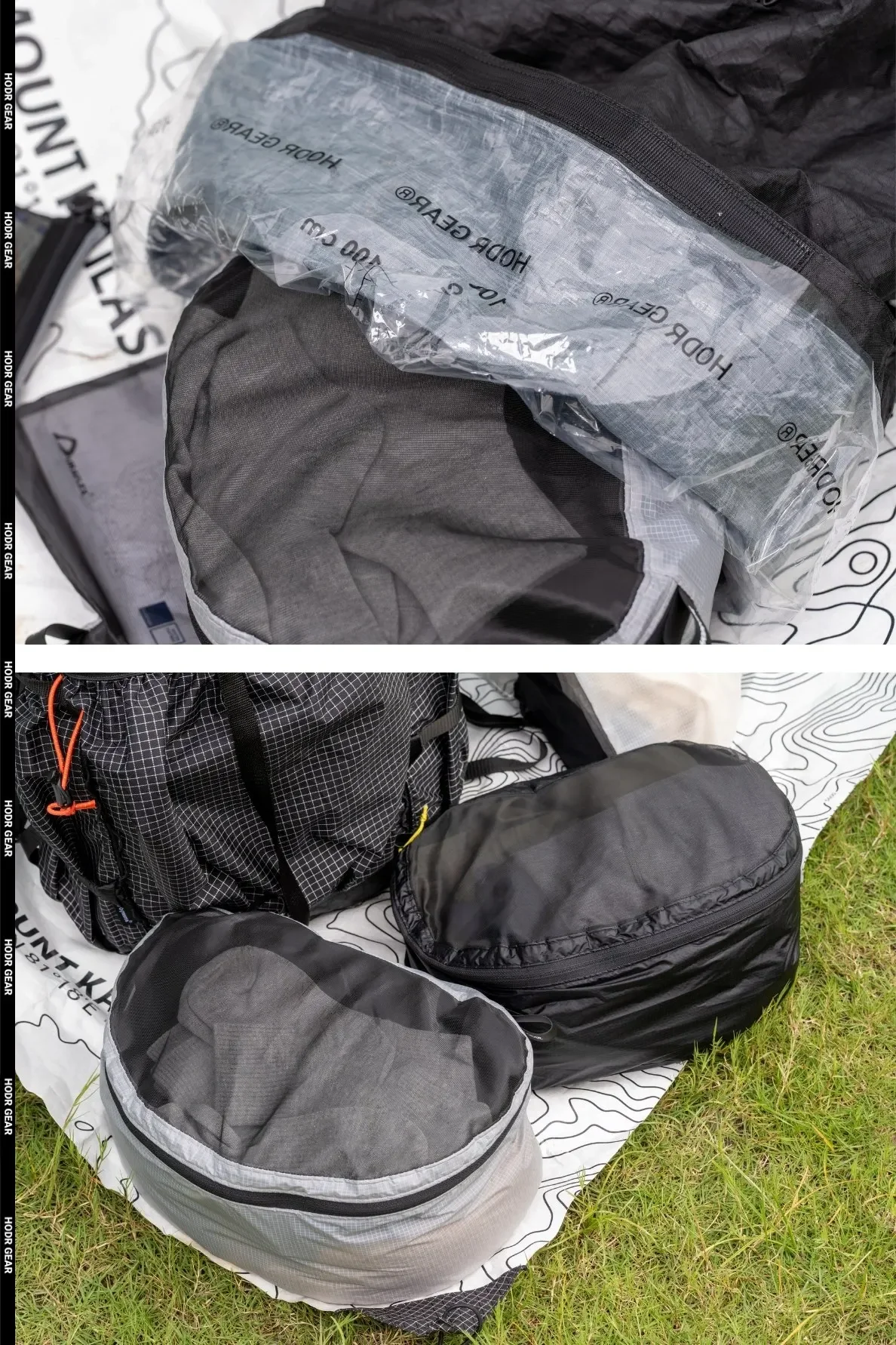 [HODRGEAR] Mesh Pack Pod Rucksack-Organizer mit Sichtbarer Netzoberseite Enthält Polycro Rucksack-Innenauskleidung für Ultraleichte Packungsorganisation – Detail 16