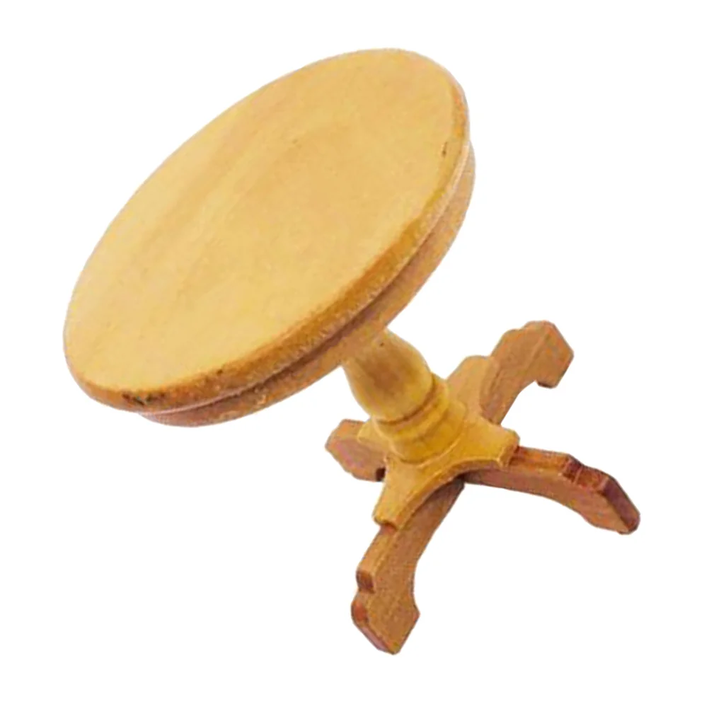 

1pc Miniature Round Table Mini House Decoration Wooden Diy Furniture Simulation Scene Ornament For Miniature House Decor